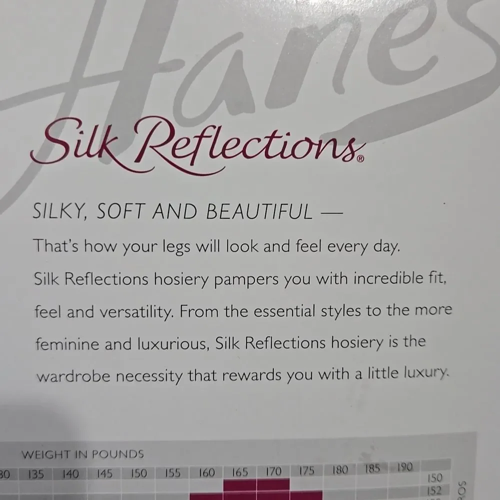 Panty Hose Silk Reflections Control Top Reinforced Toe CD Jet Black New